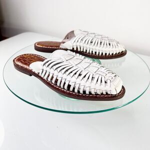 Sam Edelman Keelyn Sandals White Leather Woven Mule